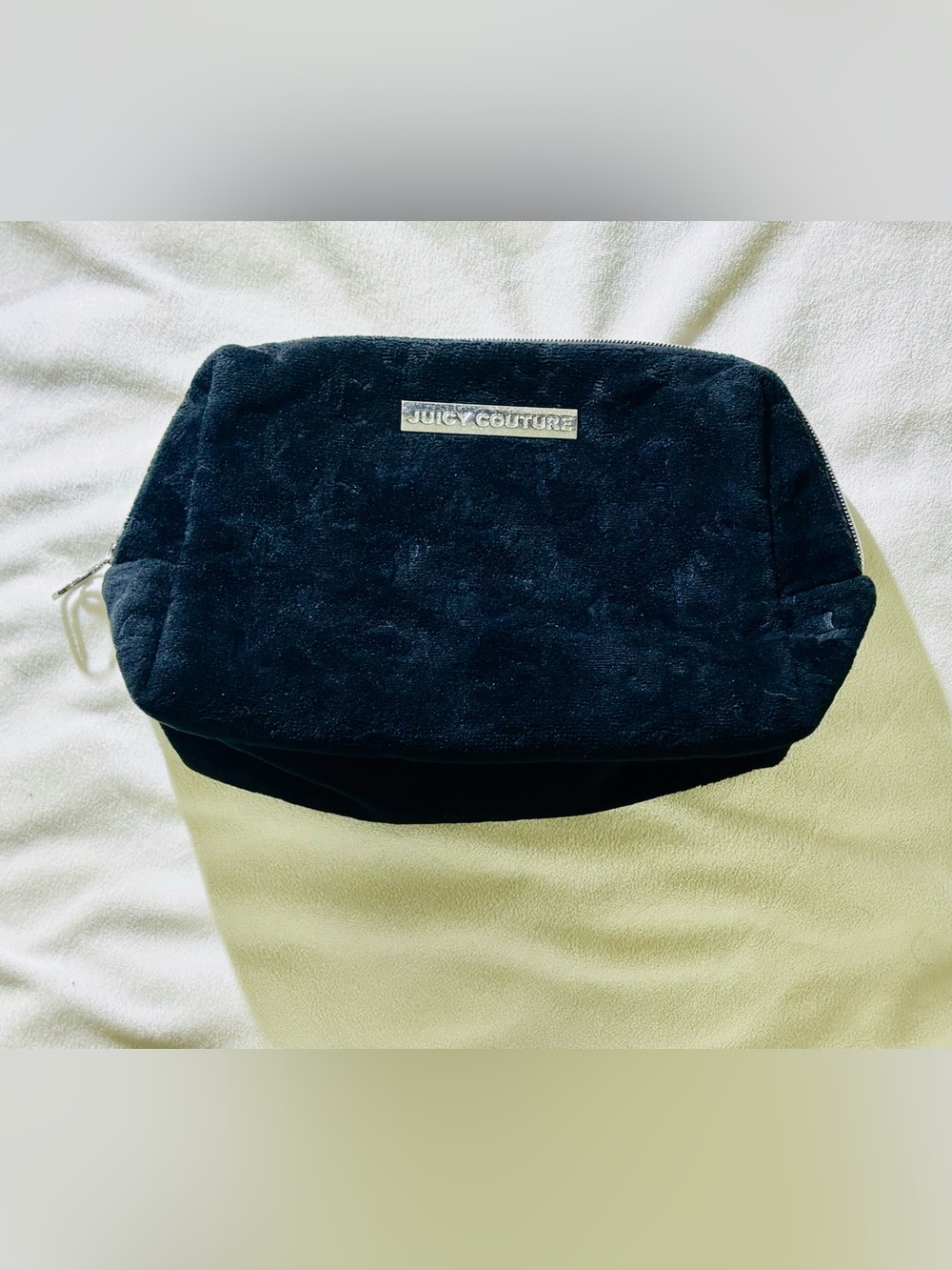 Y2K Juicy Couture Black Plush Cosmetic Bag